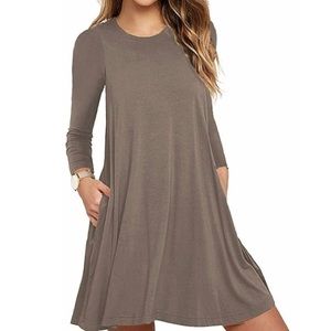 Women's Long Sleeve Casual Loose T-Shirt Dress
